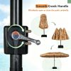 15 x 9 FT Double-Sided Solar LED Patio Umbrella, 144 LEDs 12 Modes Outdoor Thatch Umbrella with Type-C Charging & Weighted Base