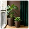 2-Piece PP Rattan Planter Set, 15 & 12 Tapered Square Flower Pots with Built-in Inner Pots & Drainage Holes for Indoor Outdoor Patio Garden
