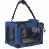 2 in 1, 28'' Collapsible Travel Dog Crate for Medium Large Dogs, Rolling Pet Carrier with Wheels, 3-Door Portable Folding Pet Kennel with Mesh Windows