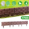 12PCS Stone Fence Edging Panels, Imitation Stone PP Garden Border with Rotatable Connectors