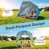 2-in-1 Portable Beach Umbrella with Side Panels UPF 50+ Silver Coated Oxford Cloth