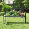 50 Inches Outdoor Garden Bench with Slatted Backrest and Curved Armrests