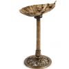 50*36*81cm Antique Bronze Resin Bird Bath With Shell Edge & 1.4W Solar Fountain