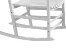 White Wooden Rocking Chair Set with Curved Armrests High Back Slatted Top Table Outdoor Rocker Set for Garden Patio
