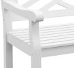 White Wooden Frame Patio Bench 43.25 Inch Weatherproof Outdoor Garden Love Seat for Lawn Porch Yard Work Entryway with Geometric Pattern