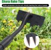 Hoe Garden Tool, Weed Puller Tool Garden Weeding Rake Long Handle 56 inch, 4 Tines Weeding Gardening Hand Hoe for Lawn, Yard, Patio and Backyard
