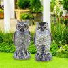 2 Pack Fake Owl Decoys to Scare Birds Away, Great Horned Owl Bird Deterrents, Nature Scarecrow Plastic Pest Repellent