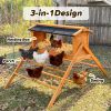 Chicken Nesting Box with Perch and Waterproof Asphalt Roof, Solid Wood Hen Nesting House for Outdoor Chicken Coop, Large Poultry Laying Box for Hens D
