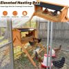Chicken Nesting Box with Perch and Waterproof Asphalt Roof, Solid Wood Hen Nesting House for Outdoor Chicken Coop, Large Poultry Laying Box for Hens D