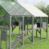 Large Catio Outdoor Cat Enclosure for Multiple Kittens, Wooden Cat House with 7 Platforms, 2 Resting Boxes, 1 Bridge and 1 Ramp
