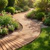 7 FT Wooden Garden Pathway with Anti-slip Surface for Gardens Patios