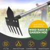 2-in-1 Hoe Garden Tools, 17-58" Weed Puller Tool with Long Handle, Heavy Duty Handle Garden Hoe and Weed Rake