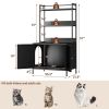 Metal Cat Litter Box Enclosure, 57" Tall Hidden Litter Box Cabinet with 3 Tier Storage Shelves, Large Indoor Cat House with Doors & 4 S-Hooks