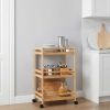 Kitchen Trolley with Wheels Natural 18.11 x 14.96 x 29.92 in