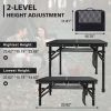 Portable 2FT Camping Folding Table, Mesh Desktop Lightweight Grill Table with Storage Mesh Bag Black
