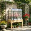 Outdoor Raised Garden Bed with Plastic Greenhouse Cover 45x24x65 Inch Natural Planter Box for Herbs And Vegetables