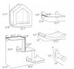 8PCs Cat Wall Shelves Set Wall-mounted Pet Climbing Shelf with Cushion Condo Scratching Posts Hammock in Oak Finish
