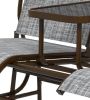Gray Outdoor 2-Person Glider Bench with Table Steel Frame outside Glider Swing Chair Loveseat for Garden Backyard