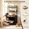 Metal Cat Litter Box Enclosure, 57" Tall Hidden Litter Box Cabinet with 3 Tier Storage Shelves, Large Indoor Cat House with Doors & 4 S-Hooks
