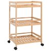 Kitchen Trolley with Wheels Natural 18.11 x 14.96 x 29.92 in