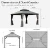 10x13FT Outdoor Gazebo, Hardtop Gazebo with Galvanized Steel Double Roof, Metal Gazebos with Drainage System Patio Pergola for Patio Deck Backyard
