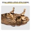 50*36*81cm Antique Bronze Resin Bird Bath With Shell Edge & 1.4W Solar Fountain