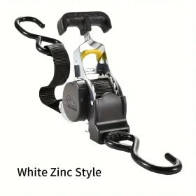 Automatic Ratchet Tension Belt Tensioner, Steel, Heavy Duty Harness For Luggage, Motorcycle And Cargo Holding, With Automatic Belt Recovery Funct (Option: White)
