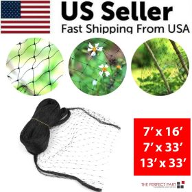33FT Anti Bird Netting Pond Net Protection Tree Crops Plants Fruits Garden Mesh (Net Color: Black, Length: 7FT x 16FT)