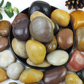 20lbs Black Pebbles for Plants, 2-3 Inch High Polished Natural Large River Rocks for Landscaping (Color: multicolour-20lbs)