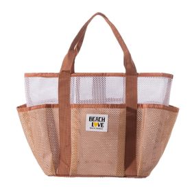 Summer Pool Beach Tote Bag Quick Dry Mesh Organizer Handbag (Color: Yellow)