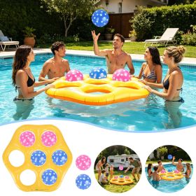 1Pc Inflatable Tic-Tac-Toe Pool Game Set with 7 Balls Summer Water Toy Portable Inflatable Game for Pool Beach Backyard (Color: Orange Yellow)