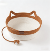 2-in-1 Cotton Rope Cat Bed with Hanging Interactive Toy, Cozy Round Cat Nest for Indoor Cats, Washable Pet Bed with Handles