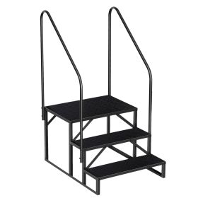 Hot Tub Steps Outdoor, RV Steps with Handrail, Portable RV Stairs 2/3/4/5 Step, Heavy Duty Truck Camper Steps Ladders for Travel Trailers, 5th Wheel (size: 3 step 2 handrails)