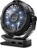 Portable Camping Fan with LED Lantern, 360Â°Rotation and Clip on for Desk, 4000mAh USB Rechargeable Battery Powered