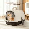 Hooded Cat Litter Box with Handle, Enclosed Kitty Toilet with Anti-Splashing Front Door, Includes Litter Scoop & Deodorizer