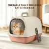 Hooded Cat Litter Box with Handle, Enclosed Kitty Toilet with Anti-Splashing Front Door, Includes Litter Scoop & Deodorizer