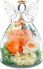 Gifts for Women Birthday Gifts for Mom Forever Preserved Rose in Glass Elegant Angel Figurine Preserved Flowers Display with Forever Flowers Look Time