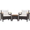 3 Pieces Patio Rattan Furniture Set with Removable Cushions