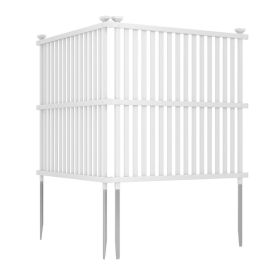 Air Conditioner Fence Panel with Metal Ground Stakes for Outside (Color: White)