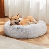24 Inch Anti-Slip Round Fluffy Plush Faux Fur Cat Bed, Fits up to 25 lbs Pets
