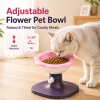 Adjustable Elevated Cat Bowl with Tilted Angle, Whisker-Friendly Raised Pet Feeding Bowl for Cats & Small Dogs, Neck Protection Anti-Slip Feeder