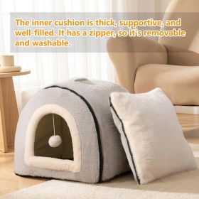 Cat Bed for Indoor Cats Foldable cat cave Anti-Slip   Water-Resistant Bottom cat Houses for Indoor Cats or Small Dogs Kitten Tent (size: Grey   L)