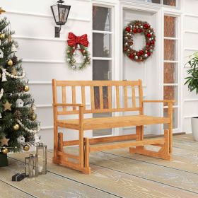 52 Inch All-Weather HDPE Outdoor Bench with Backrest and Armrests (Color: Teak)