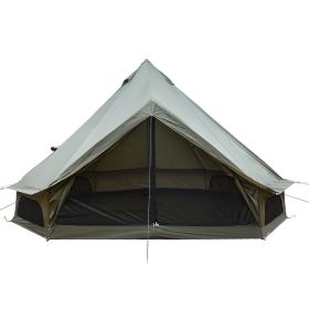 13.1FT Oxford Bell Tent for Family Camping Spacious Yurt Tent with Stove Jack, 4 Season Glamping Shelter, Waterproof Oxford Hot Tent for 4-8 People (Color: DarkGreen, size: 13.1 FT)
