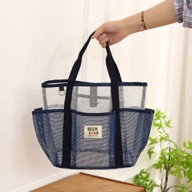 Summer Pool Beach Tote Bag Quick Dry Mesh Organizer Handbag (Color: Blue)
