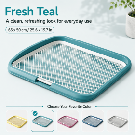 Dog Potty Tray with Removable Grating, Leak-Proof Indoor Dog Toilet for Puppy Training, Washable Pee Pad Holder for Apartments & Dogs (Color: Blue)