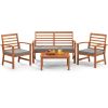 4 Pieces Outdoor Furniture Set with Stable Acacia Wood Frame
