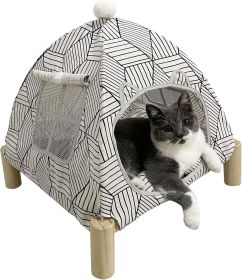 Portable Cat Tent Bed â€“ Foldable Indoor Tent Bed for Cats & Small Dogs, Washable Cushion, Cozy Hideaway for Kittens & Cats, Easy Assembly & Travel (Color: White Diamond Tent)