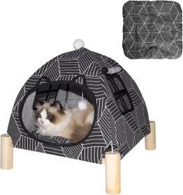 Portable Cat Tent Bed â€“ Foldable Indoor Tent Bed for Cats & Small Dogs, Washable Cushion, Cozy Hideaway for Kittens & Cats, Easy Assembly & Travel (Color: Black Diamond Tent)