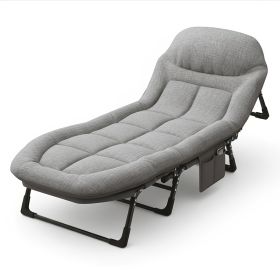 Adult Camping Cot with Built-In Headrest And Removable Mattress - 71 Inch XL Portable Folding Bed, Heavy Duty Frame for Support - Ideal for Camping (Color: Grey)